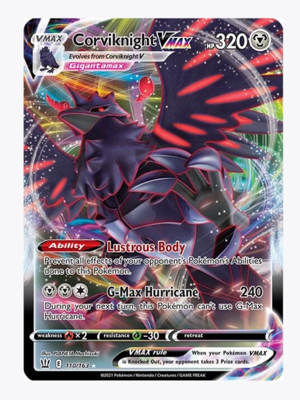 Corviknight VMAX SWSH05: Battle Styles Pokemon Trading Card